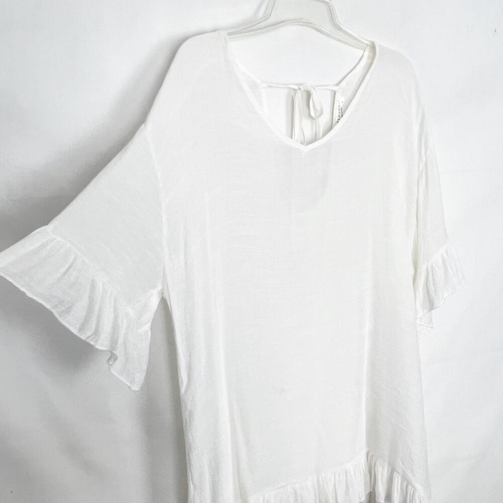Ekouger Pullover Gauzy White Tunic Dress/Bikini Cover Up Size Medium - Picture 5 of 11